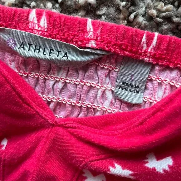 Athleta Dress Womens Large Red & White Mini Boho Dress Spaghetti Strap Festival - Picture 2 of 7